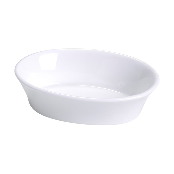 BK-006 Accessories 6 1/4" X 4 1/2" X 1 1/4" Oval Baking Dish 10 oz Bone White