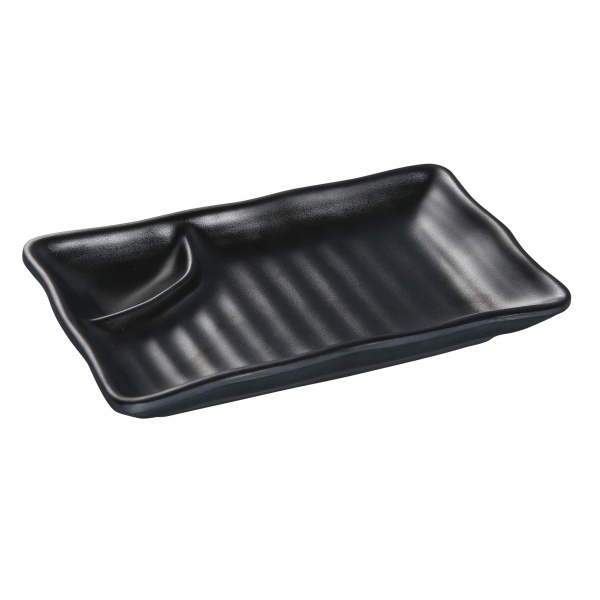 BP-4008 Black Pearl 8" X 4 1/2" 2-Compartment Plate