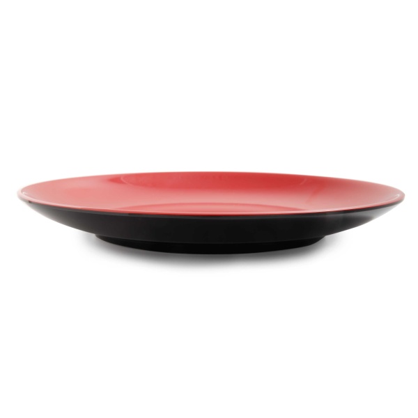 CR-1307 Black & Red 7" Round Plate, Coupe Shape