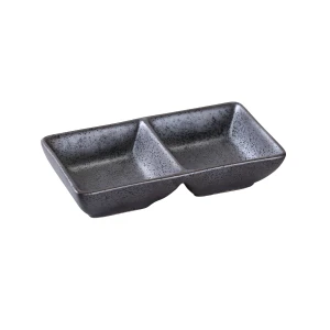 DB-4032 Diamond Black 5 1/2" Double Sauce Dish 2 oz Each