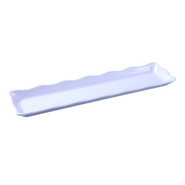 DC-6019W Deli 19" X 5 1/4" X 1" Scallop Edged Display Tray White