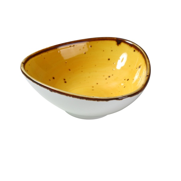 LY-404YL Lyon-Yellow 4 3/4" X 4 3/8" X 1 5/8" Triangle Sauce Bowl  5 oz Yellow