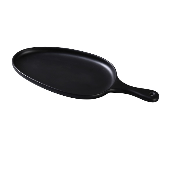 MO-808BK Moderne 14 1/2" X 6 1/2" X 1" Pan Plate With Handle Black