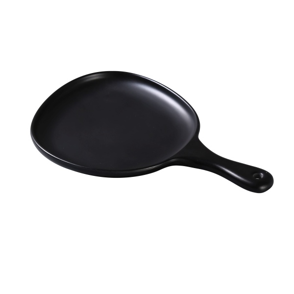 MO-810BK Moderne 12" X 8" X 1" Pan Plate With Handle Black