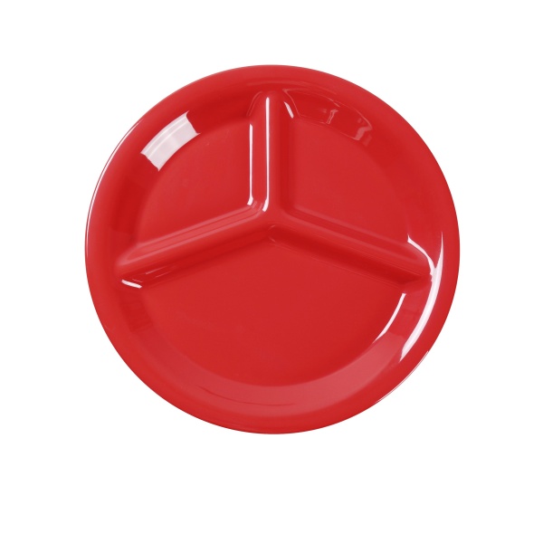 MS-710RD Milestone 10" 3- Compartment Plate Red