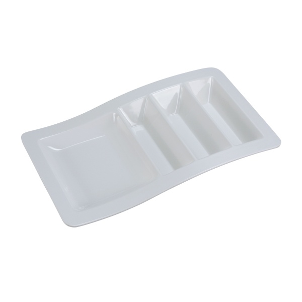 NC-1765 Compartment Collection 14 3/4" X 8 3/4" X 1 3/4" Stackable Taco Plate White