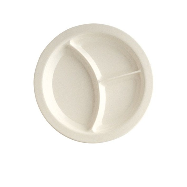 NC-512I Compartment Collection 9" 3-Compartment Plate W/Deep Beveled Foot Ivory