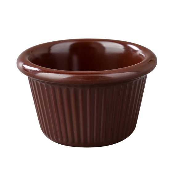 NC-533C Accessories (Melamine) 3 3/8" X 1 1/2"H, 4 oz Fluted Ramekin Chocolate