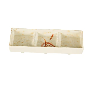 OR-4030 Orchis 7 1/2" X 3" Triple Sauce Dish Gold Orchis 2.5 oz Each