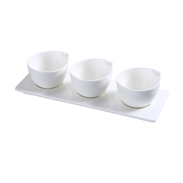 PS-722 Piscataway Three 3" Cup With 10 1/2" X 3 1/2" Tray 4 oz Each