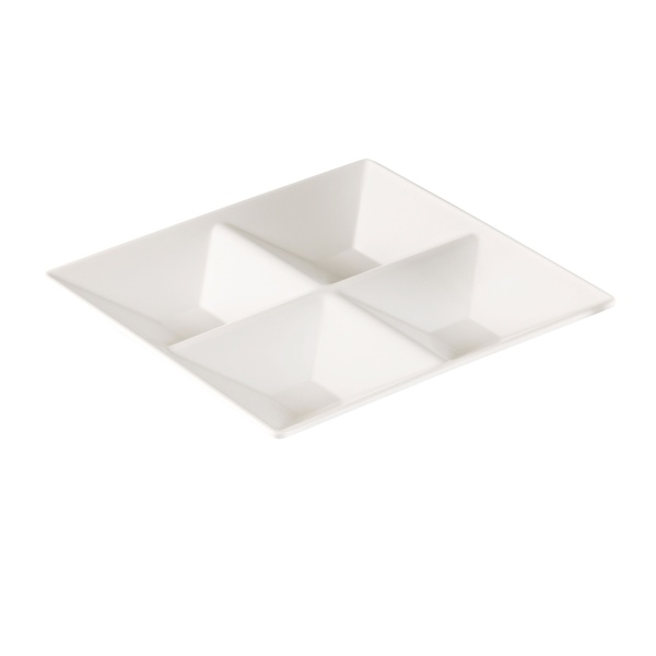 RM-822 Rome 11 1/2" 4-Compartment Plate, Square, 1 1/2" Deep