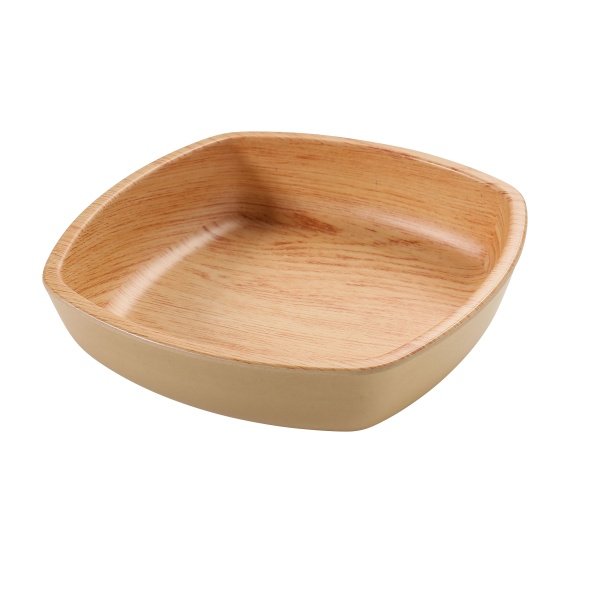 WD-2306 Wooden Tray 5 3/4" X 2" Square Bowl 14 oz