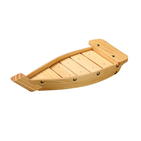 WS-113 Bamboo & Wood 13 1/4" X 5 3/4" X 2 1/4" Wooden Sushi Boat