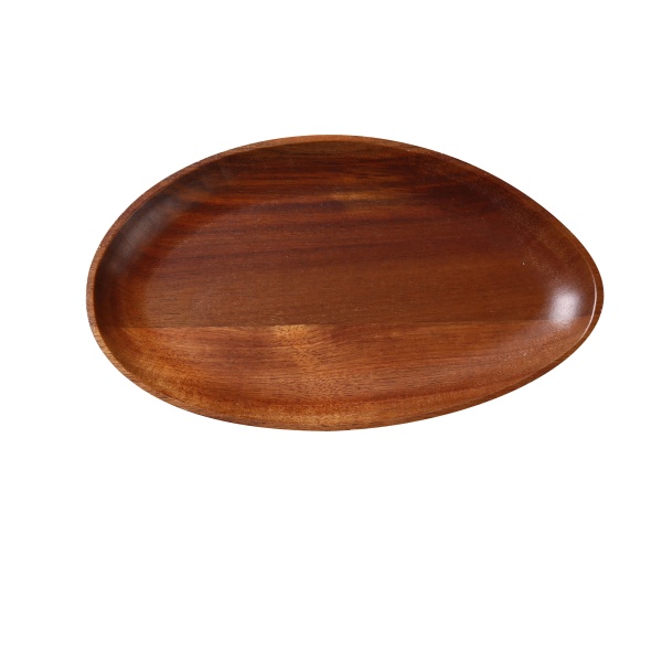 WS-412 Bamboo & Wood 12" X 7" X 1" Oval Acacia Tray