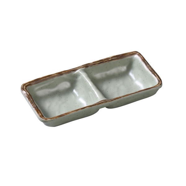 YO-4031 Yoto 6" X 2 3/4" X 3/4" Double Sauce Dish 5 oz Each